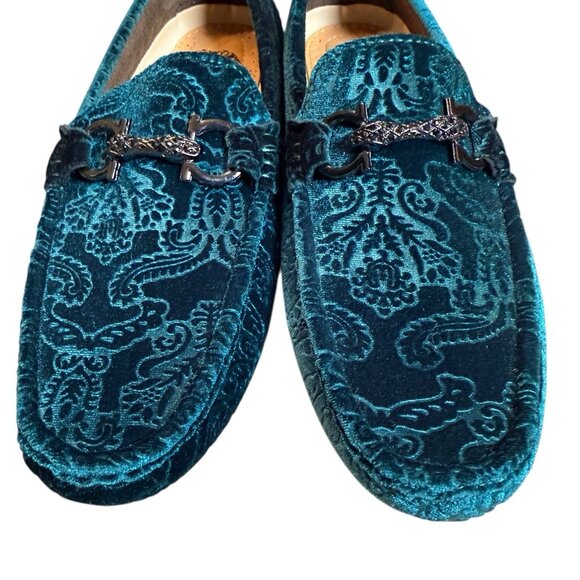 Royal Shoes Green Velvet Loafers Moccasins Men’s Size 9 Shoes New - Picture 4 of 7
